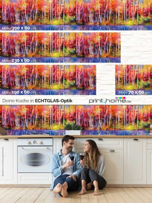 Küchenrückwand "Gemälde Bunte Bäume" – Bild 5