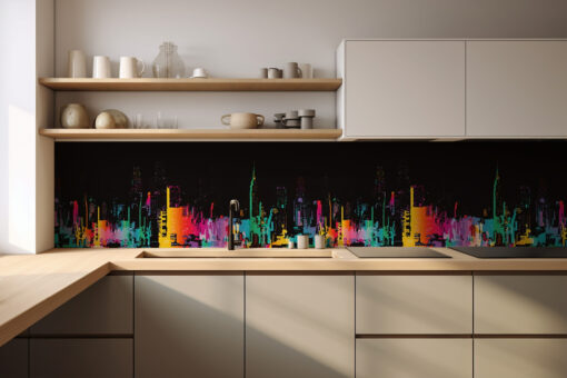 Küchenrückwand "Bunte Stadt"