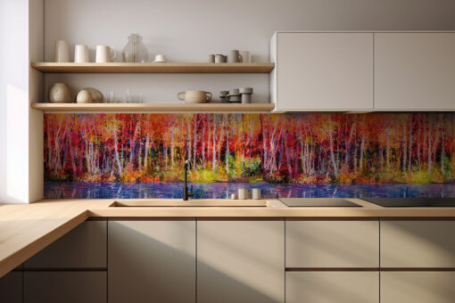 Küchenrückwand "Gemälde Bunte Bäume"