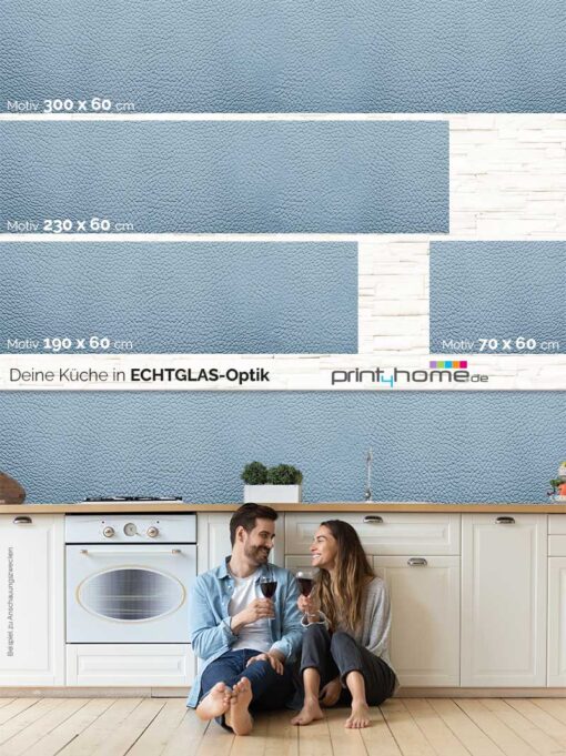 Küchenrückwand "Genarbtes Leder blau" – Bild 5