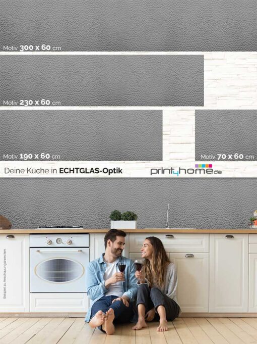 Küchenrückwand "Genarbtes Leder grau" – Bild 5