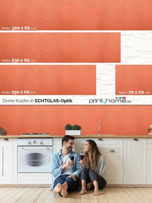 Küchenrückwand "Genarbtes Leder orange" – Bild 5