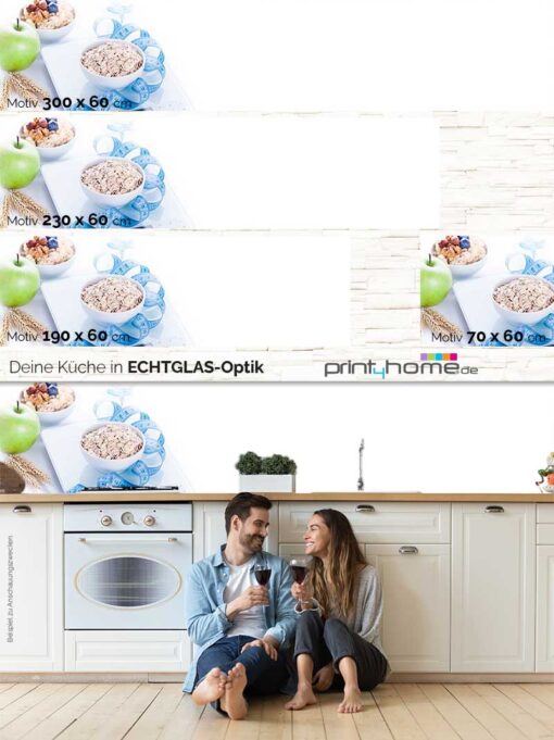 Küchenrückwand "Gesundes Frühstück blau" – Bild 5