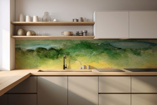 Küchenrückwand "Aquarell seegrün"