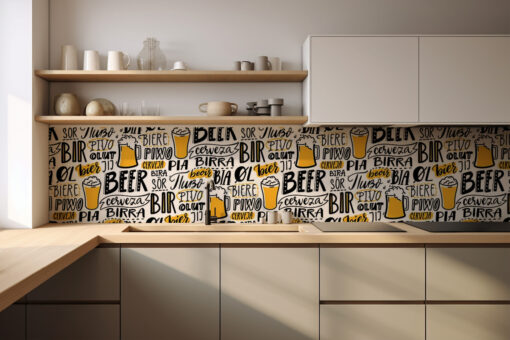 Küchenrückwand "Bier-Beer-Birra"
