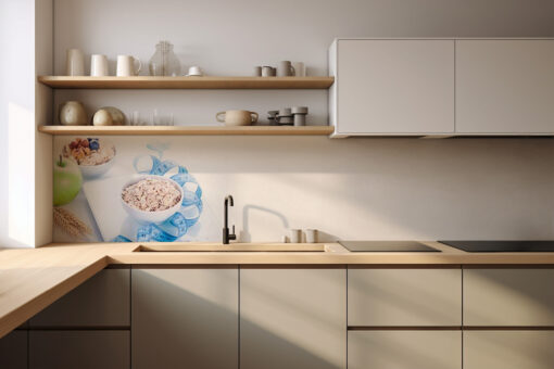 Küchenrückwand "Gesundes Frühstück blau"