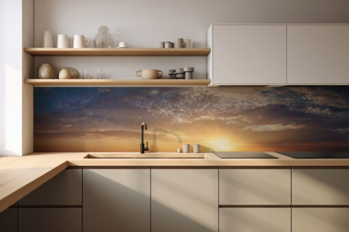 Küchenrückwand "Sonne Wolken blau"