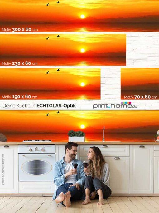 Küchenrückwand "Rote Sonne am Meer" – Bild 4