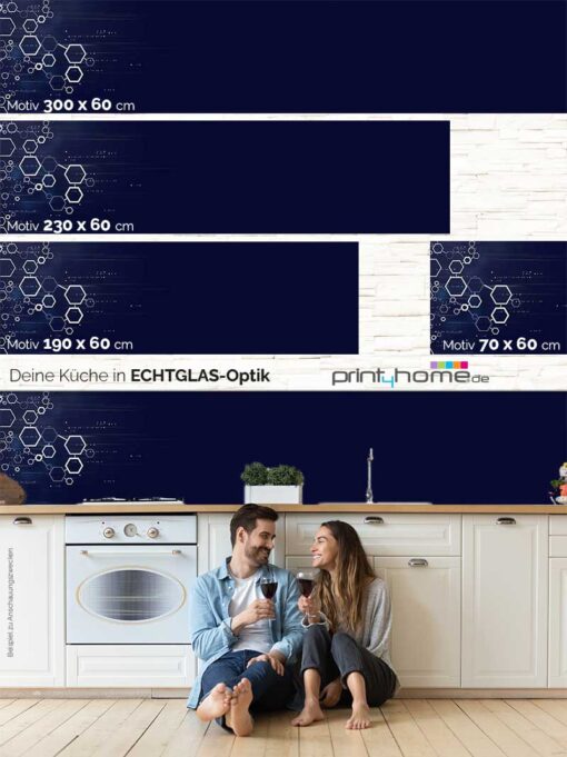 Motiv "Weiße Sechsecke auf blau" – Bild 5