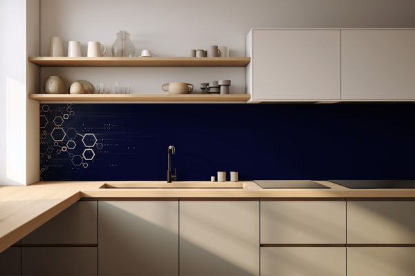 Motiv "Weiße Sechsecke auf blau"