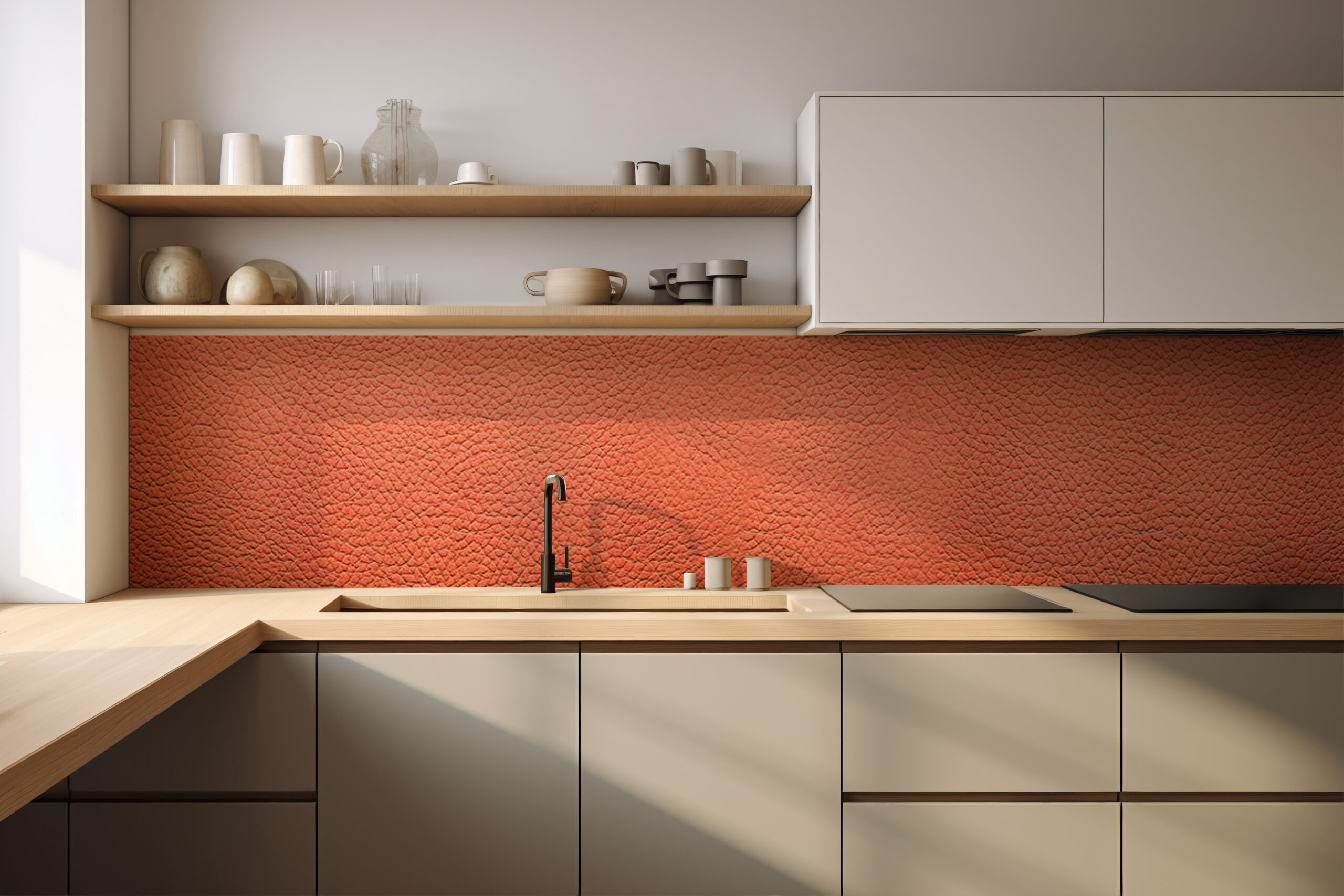 Küchenrückwand "Genarbtes Leder orange"